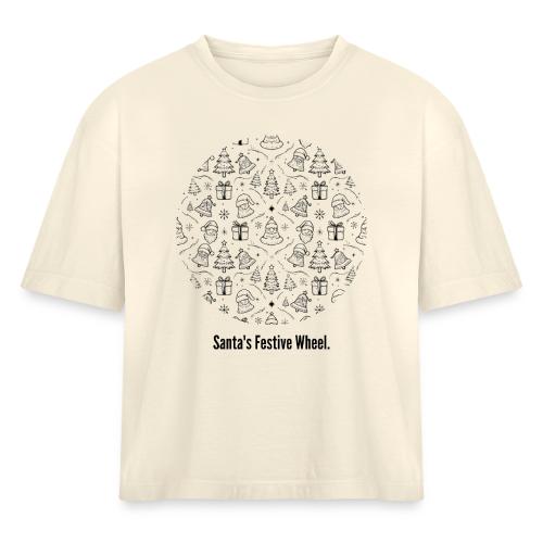 Santa's Festive Wheel T-Shirt - Women's Heavyweight Cropped T-Shirt