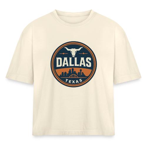 Vintage Dallas Texas Western Skyline Retro Cowboy - Women's Heavyweight Cropped T-Shirt