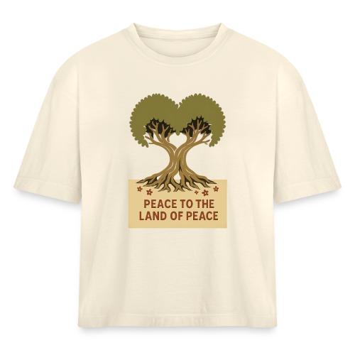 Peace To The Land Of Peace Tree Heart - Women's Heavyweight Cropped T-Shirt