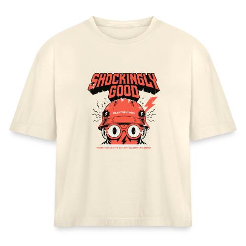 Funny Shockingly Good Electrician - Women's Heavyweight Cropped T-Shirt