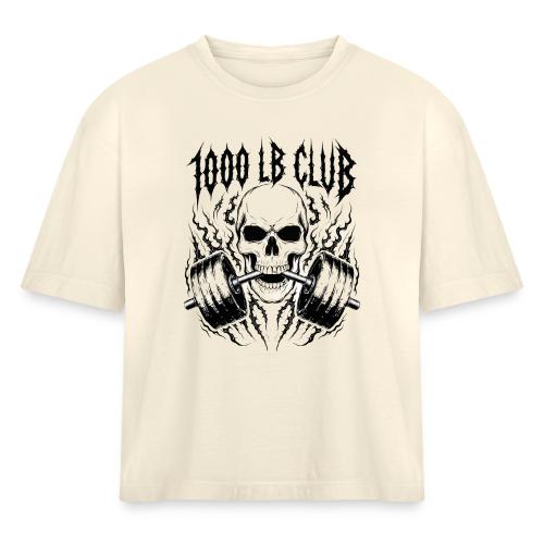 1000 LB Club Skull Barbell Powerlif - Women's Heavyweight Cropped T-Shirt