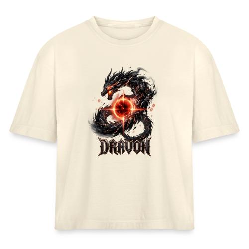 Dravon Fire Dragon Dark Fantasy Graphic T-Shirt - Women's Heavyweight Cropped T-Shirt