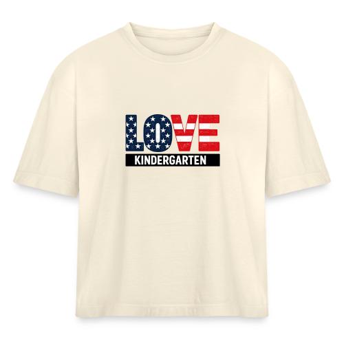Love Kindergarten Patriotic Graduation - Women's Heavyweight Cropped T-Shirt