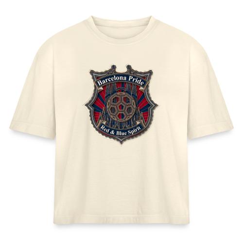 Barcelona Scarlet Pride T Shirt, Soccer City Gift - Women's Heavyweight Cropped T-Shirt