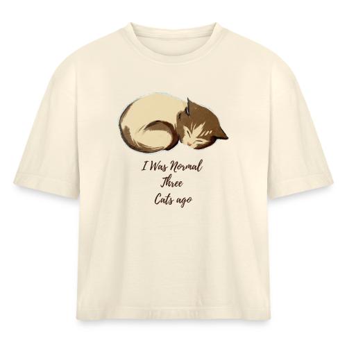 I Was Normal Three Cats Ago Funny Cat T-Shirt - Women's Heavyweight Cropped T-Shirt