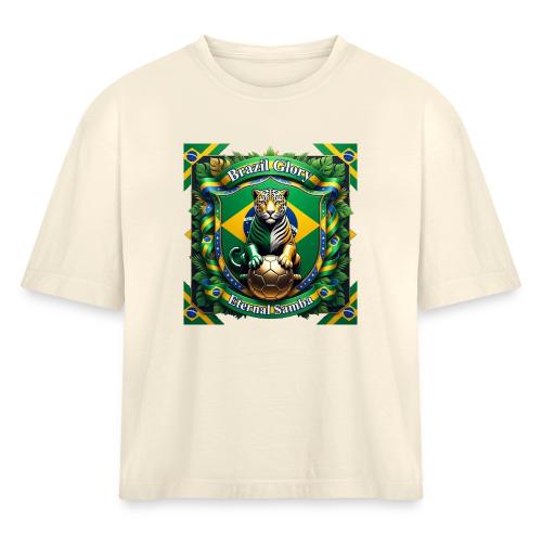 Brazil Jaguar Glory T-Shirt, Flag Pride Badge Gift - Women's Heavyweight Cropped T-Shirt