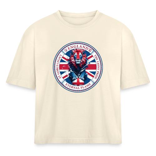 England Lion Emblem T Shirt, Flag Pride Gift - Women's Heavyweight Cropped T-Shirt