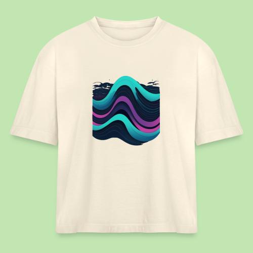 Abstract Wavy Ocean Pattern - Women's Heavyweight Cropped T-Shirt