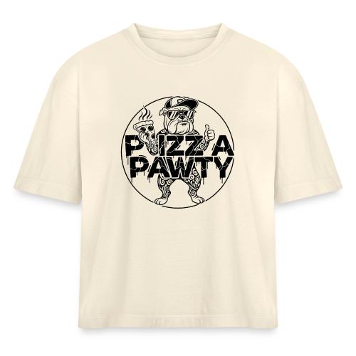 Pizza Pawty Bulldog T-Shirt | Funny Dog Pizza Tee - Women's Heavyweight Cropped T-Shirt