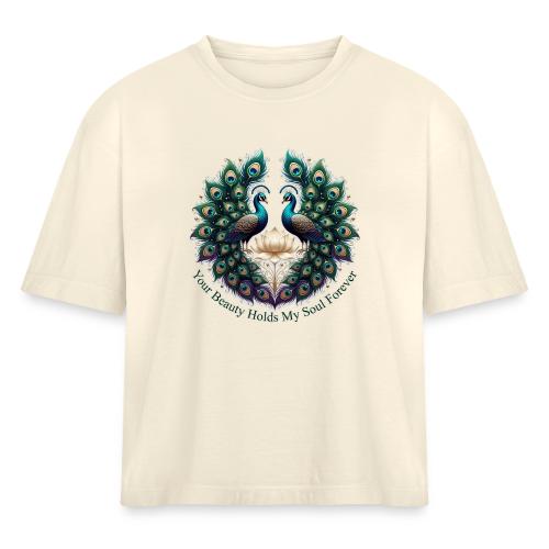 Your Beauty Holds My Soul Peacock Gifts T-Shirt - Women's Heavyweight Cropped T-Shirt