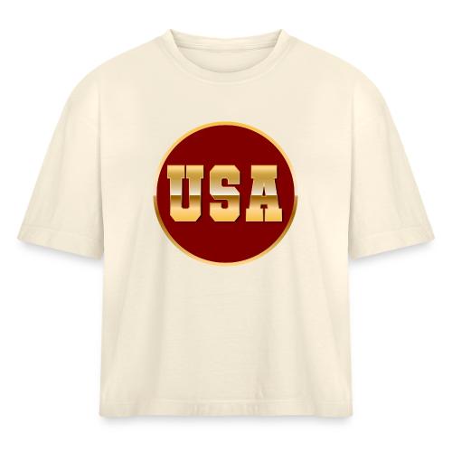 Golden USA Seal - Women's Heavyweight Cropped T-Shirt