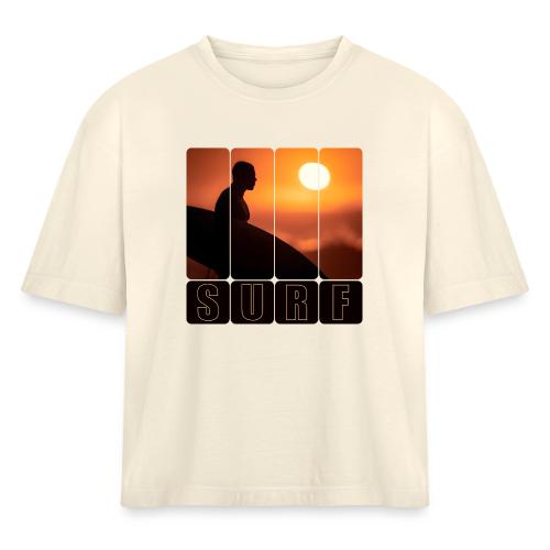 Surfing: Sunset Surf Panels - Women's Heavyweight Cropped T-Shirt