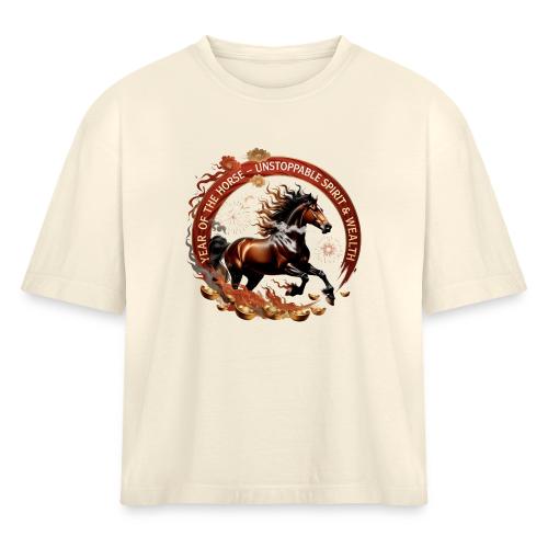 Year of the Horse Fiery Spirit T Shirt, Lunar New - Women's Heavyweight Cropped T-Shirt