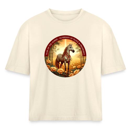 Year of the Horse Guardian T Shirt, Lunar New Year - Women's Heavyweight Cropped T-Shirt