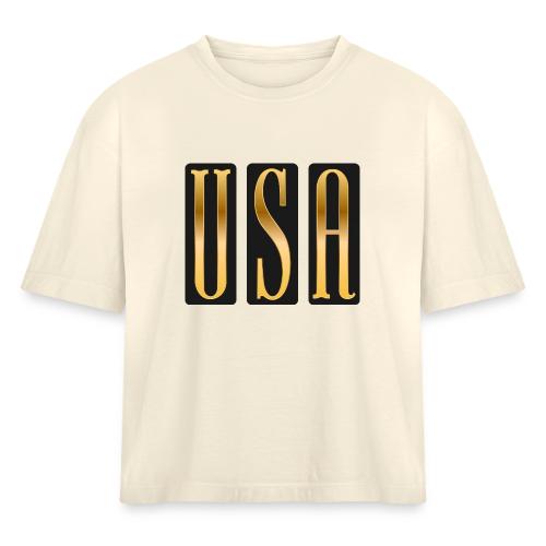 USA Gold Monolith - Women's Heavyweight Cropped T-Shirt