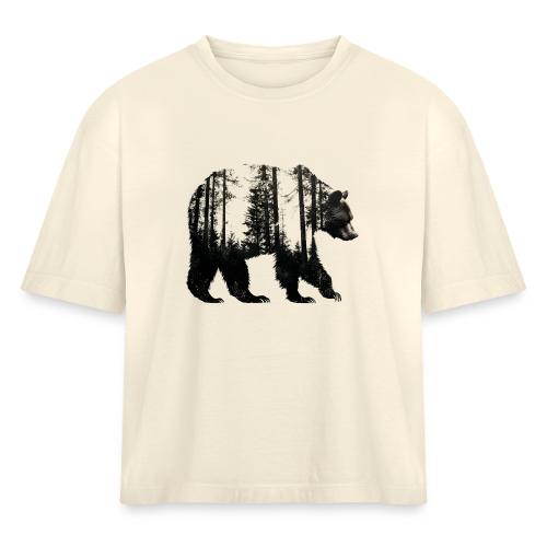 Evergreen Bear Silhouette - Women's Heavyweight Cropped T-Shirt