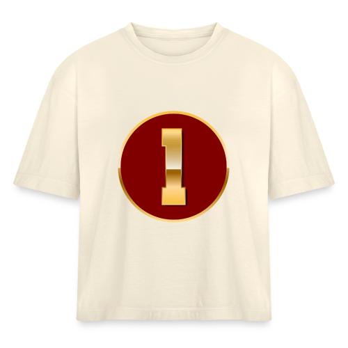 Number 1 in Gold Varsity Font - Women's Heavyweight Cropped T-Shirt