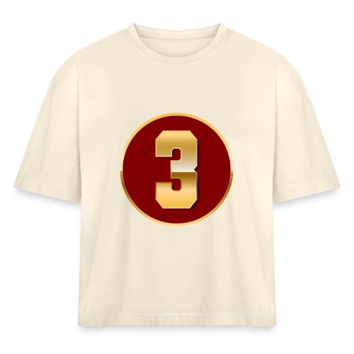Number 3 in Gold Varsity Font - Women's Heavyweight Cropped T-Shirt