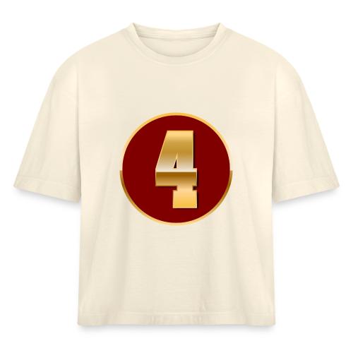 Number 4 in Gold Varsity Font - Women's Heavyweight Cropped T-Shirt