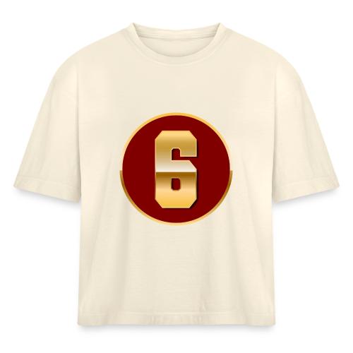 Number 6 in Gold Varsity Font - Women's Heavyweight Cropped T-Shirt