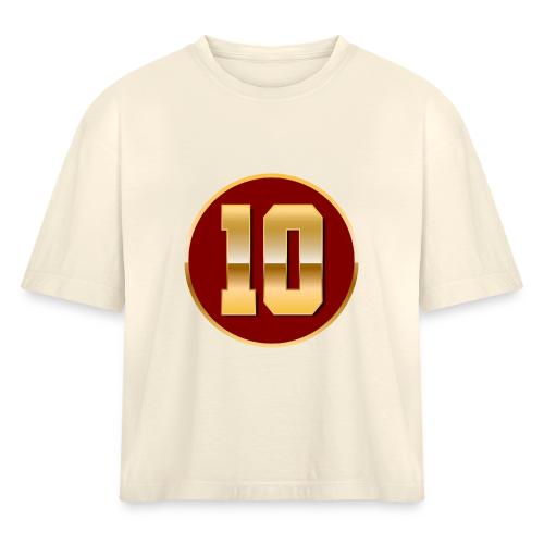 Number 10 in Gold Varsity Font - Women's Heavyweight Cropped T-Shirt