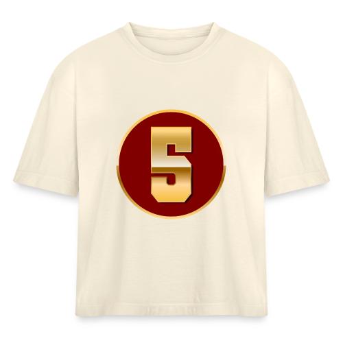 Number 5 in Gold Varsity Font - Women's Heavyweight Cropped T-Shirt