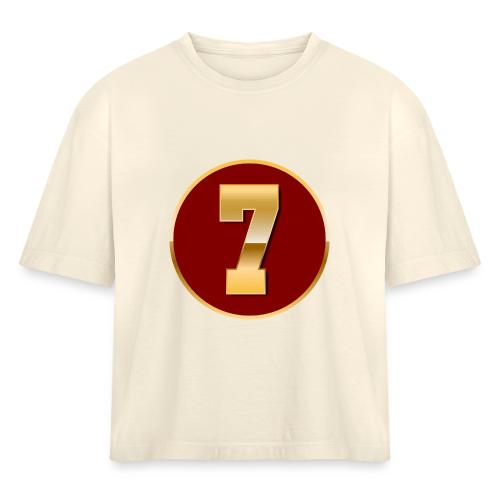 Number 7 in Gold Varsity Font - Women's Heavyweight Cropped T-Shirt