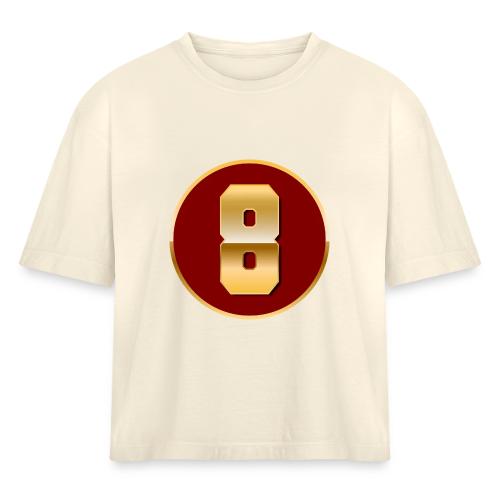 Number 8 in Gold Varsity Font - Women's Heavyweight Cropped T-Shirt