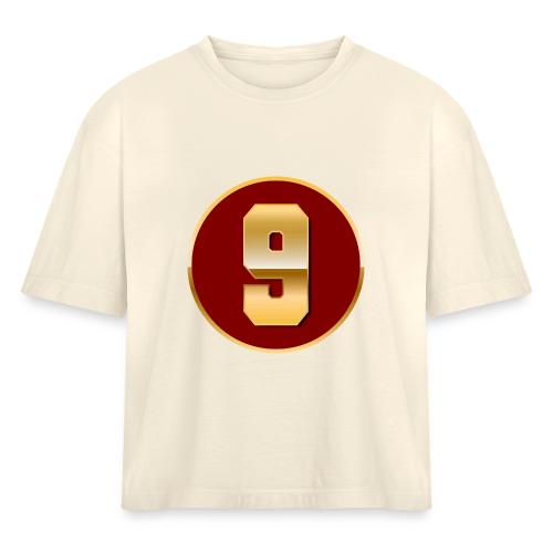 Number 9 in Gold Varsity Font - Women's Heavyweight Cropped T-Shirt