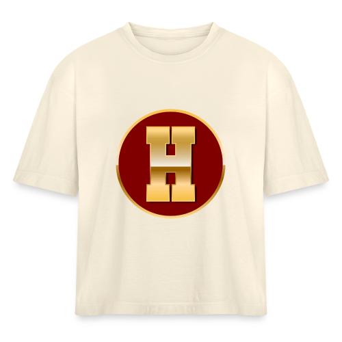 Letter H – Capital Varsity Alphabet Monogram - Women's Heavyweight Cropped T-Shirt
