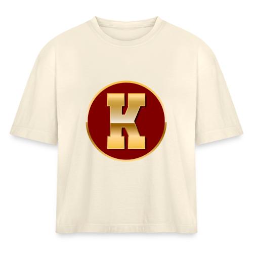 Letter K – Capital Varsity Alphabet Monogram - Women's Heavyweight Cropped T-Shirt