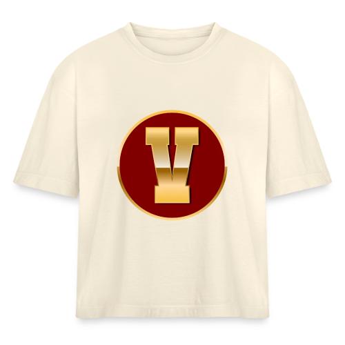 Letter V – Capital Varsity Alphabet Monogram - Women's Heavyweight Cropped T-Shirt