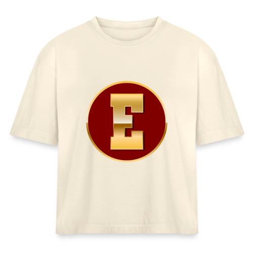 Letter E – Capital Varsity Alphabet Monogram - Women's Heavyweight Cropped T-Shirt