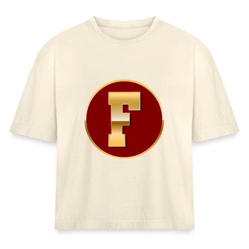 Letter F – Capital Varsity Alphabet Monogram - Women's Heavyweight Cropped T-Shirt