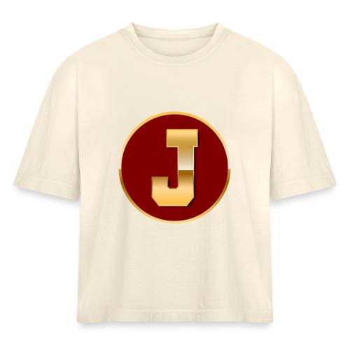 Letter J – Capital Varsity Alphabet Monogram - Women's Heavyweight Cropped T-Shirt
