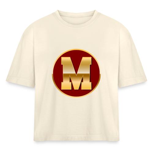 Letter M – Capital Varsity Alphabet Monogram - Women's Heavyweight Cropped T-Shirt