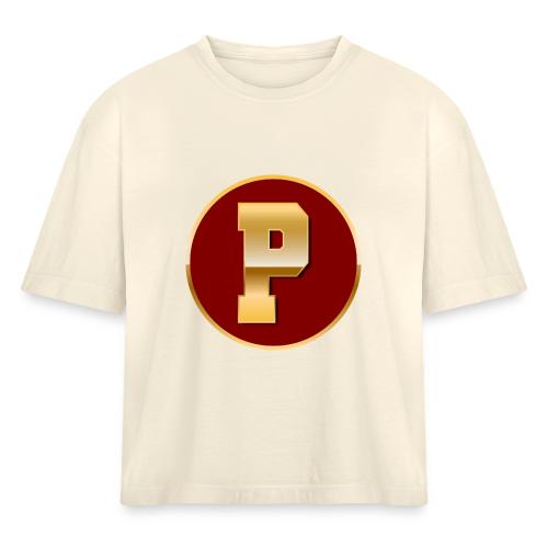 Letter P – Capital Varsity Alphabet Monogram - Women's Heavyweight Cropped T-Shirt