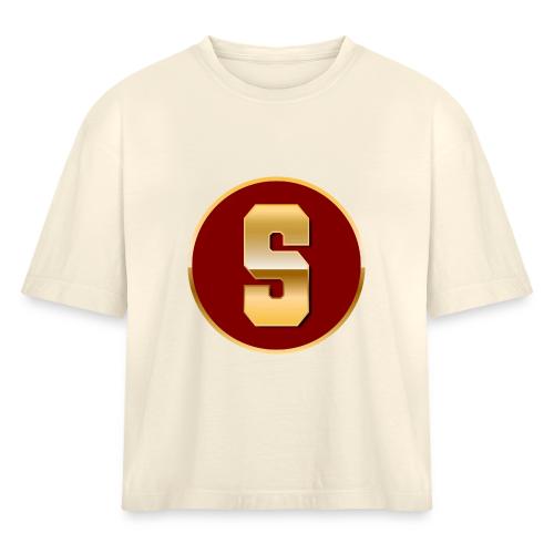Letter S – Capital Varsity Alphabet Monogram - Women's Heavyweight Cropped T-Shirt