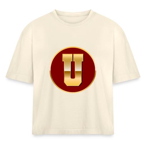 Letter U – Capital Varsity Alphabet Monogram - Women's Heavyweight Cropped T-Shirt