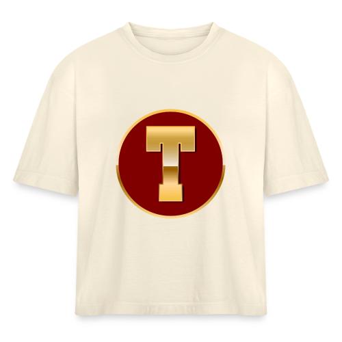 Letter T – Capital Varsity Alphabet Monogram - Women's Heavyweight Cropped T-Shirt