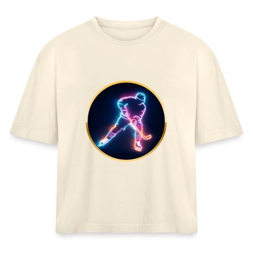 Golden Neon Hockey - Women's Heavyweight Cropped T-Shirt