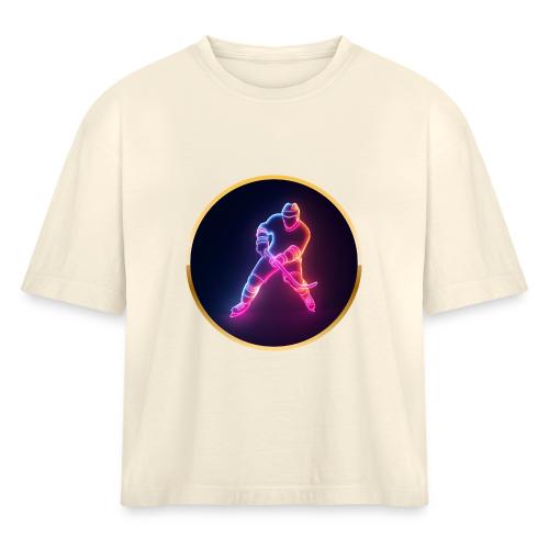 Hockey: Neon Ice Strike - Women's Heavyweight Cropped T-Shirt