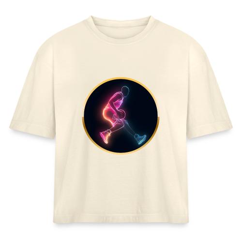 Basketball: Golden Court Glow - Women's Heavyweight Cropped T-Shirt