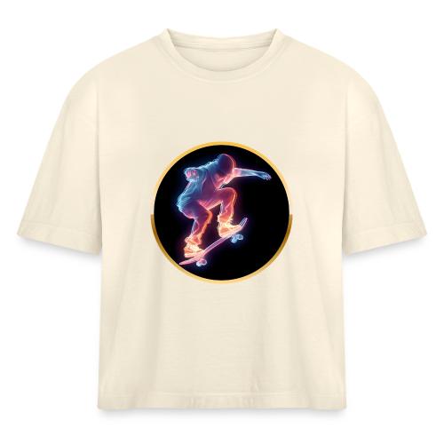 Skateboarding: Neon Skate Orbit - Women's Heavyweight Cropped T-Shirt