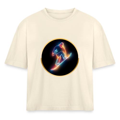 Golden Neon Snowboard - Women's Heavyweight Cropped T-Shirt