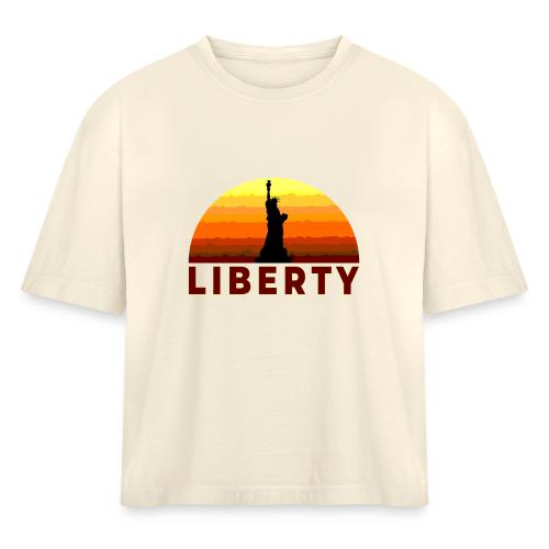 USA: Sunset Liberty Bold - Women's Heavyweight Cropped T-Shirt