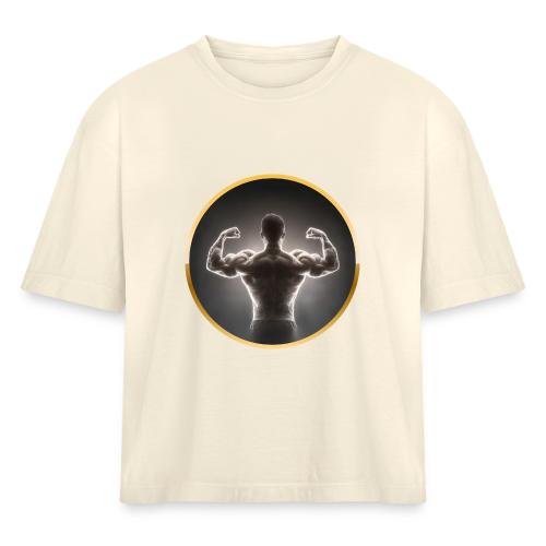 Bodybuilding: Neon Strength Frame - Women's Heavyweight Cropped T-Shirt