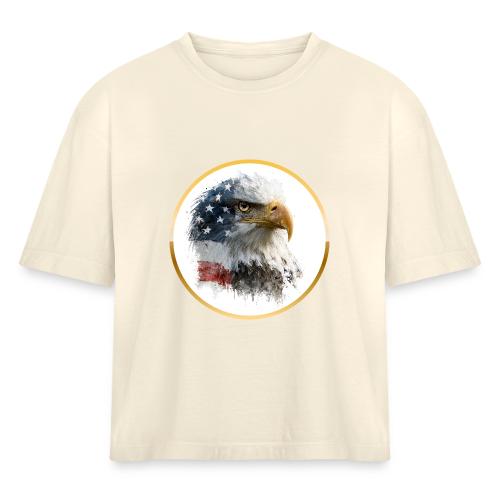 USA: Patriot Wing Emblem - Women's Heavyweight Cropped T-Shirt