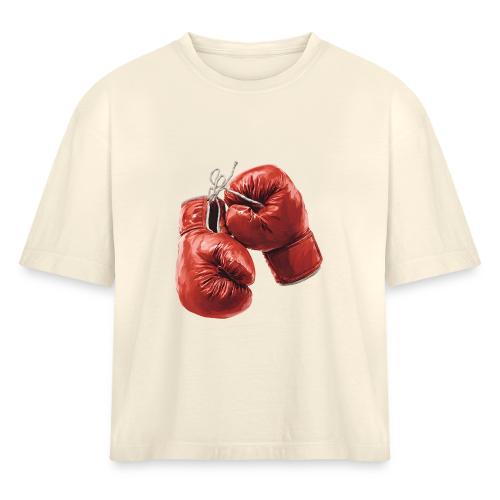 Boxing: Hanging Gloves Icon - Women's Heavyweight Cropped T-Shirt