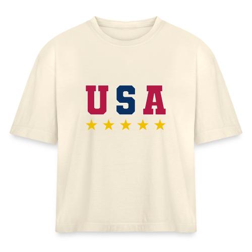 USA Varsity Stars - Women's Heavyweight Cropped T-Shirt